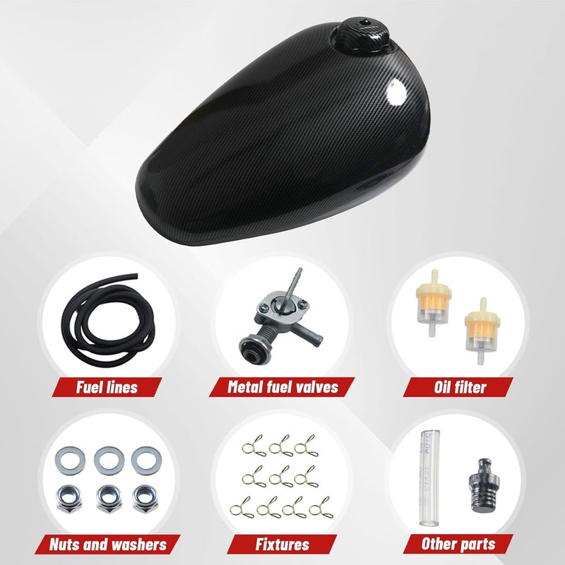 Swilpool Gas Fuel Tank fit for Coleman CT200U-EX for Axis M200 for Hisun HS200-3 & 196cc Mini Bikes 5.5L capacity with Carbon Fiber Pattern - Image 5